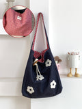 Plush Floral Shoulder Tote Bag - Modomu