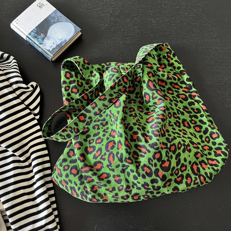 Leopard Canvas Slouch Bag