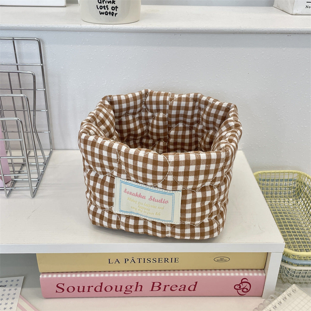 Quilted Fabric Desktop Storage Basket