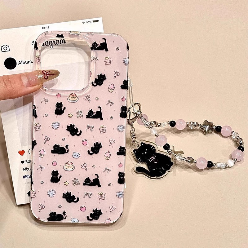Strawberry Black Cat iPhone Case