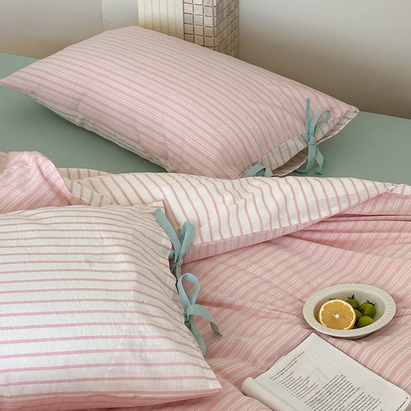 Ribbon Tie Striped Pillowcase