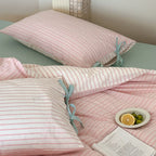 Ribbon Tie Striped Pillowcase