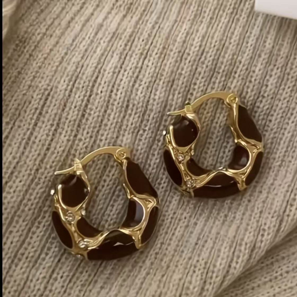 Tiger Eye Stone Hoop Earrings - Modomu