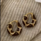 Tiger Eye Stone Hoop Earrings - Modomu