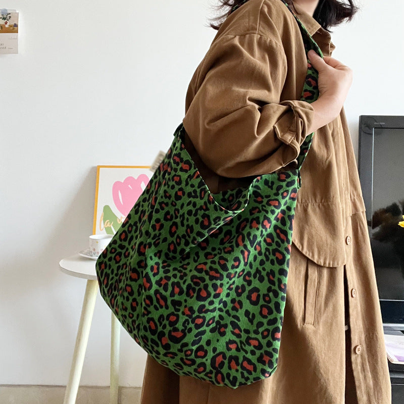 Leopard Canvas Slouch Bag