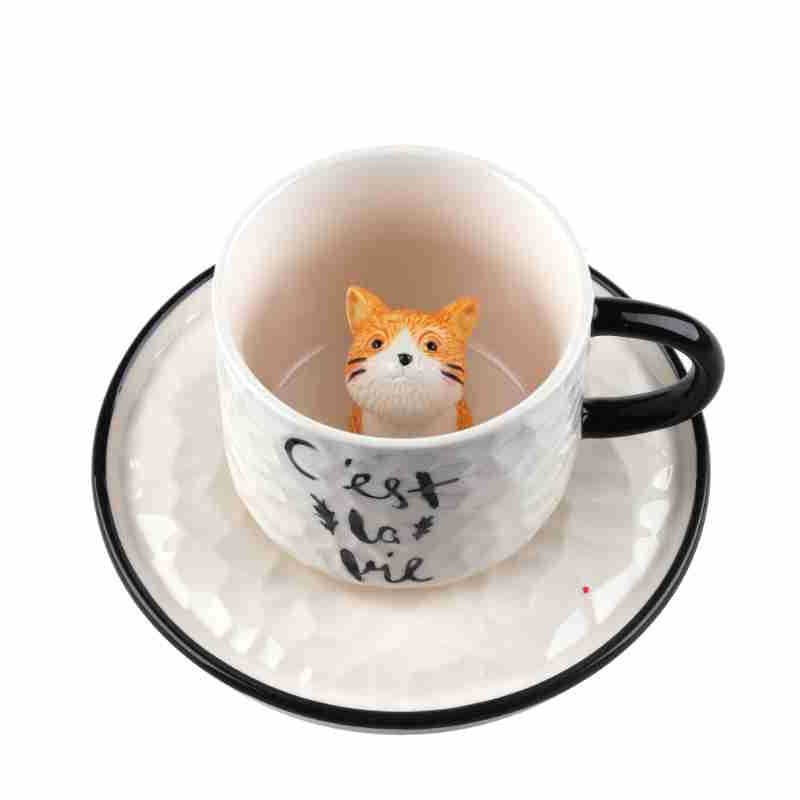 3D Cat Ceramic Coffee Cup - Modomu