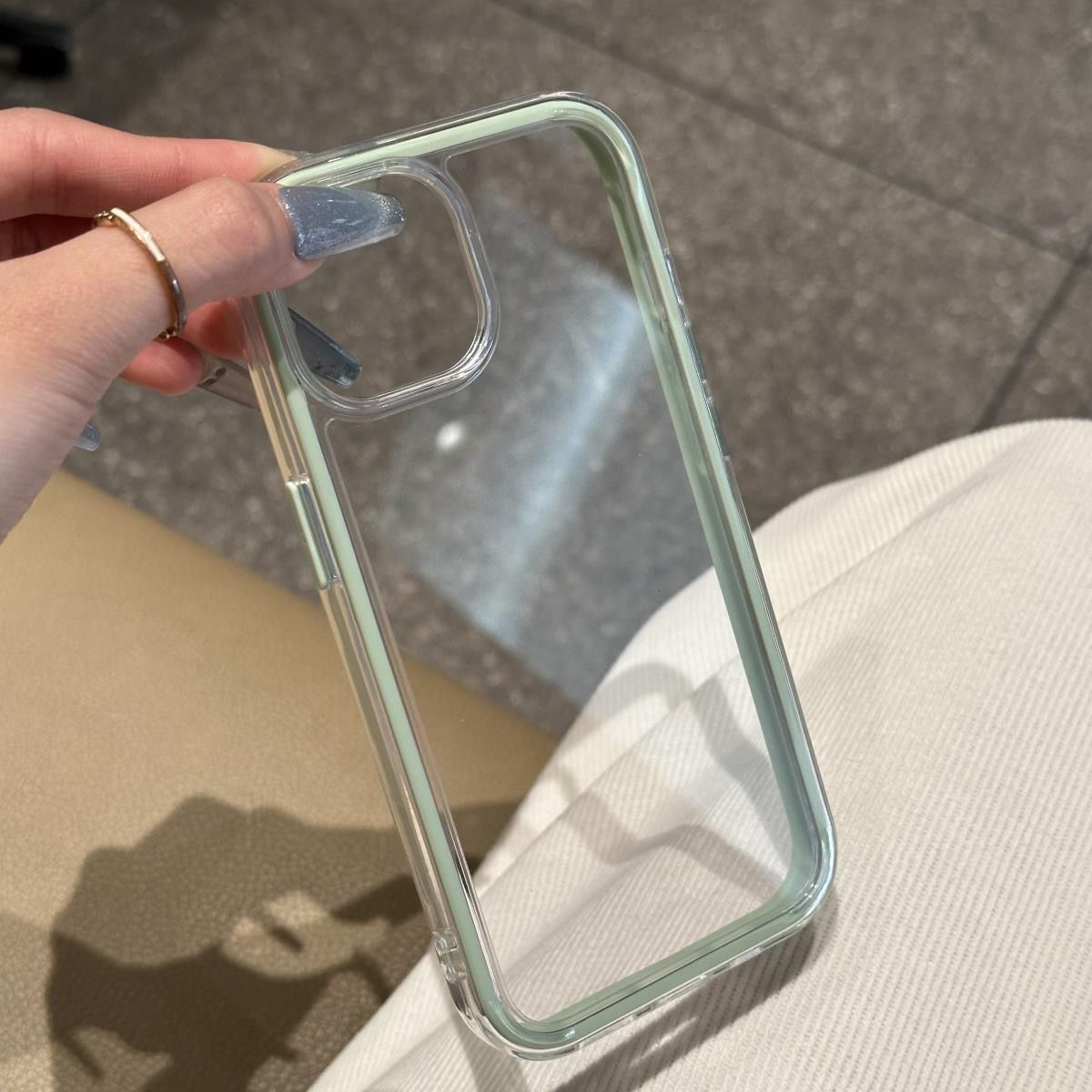 Clear Back Bumper Case – Blue Grey Frame & Sage Frame