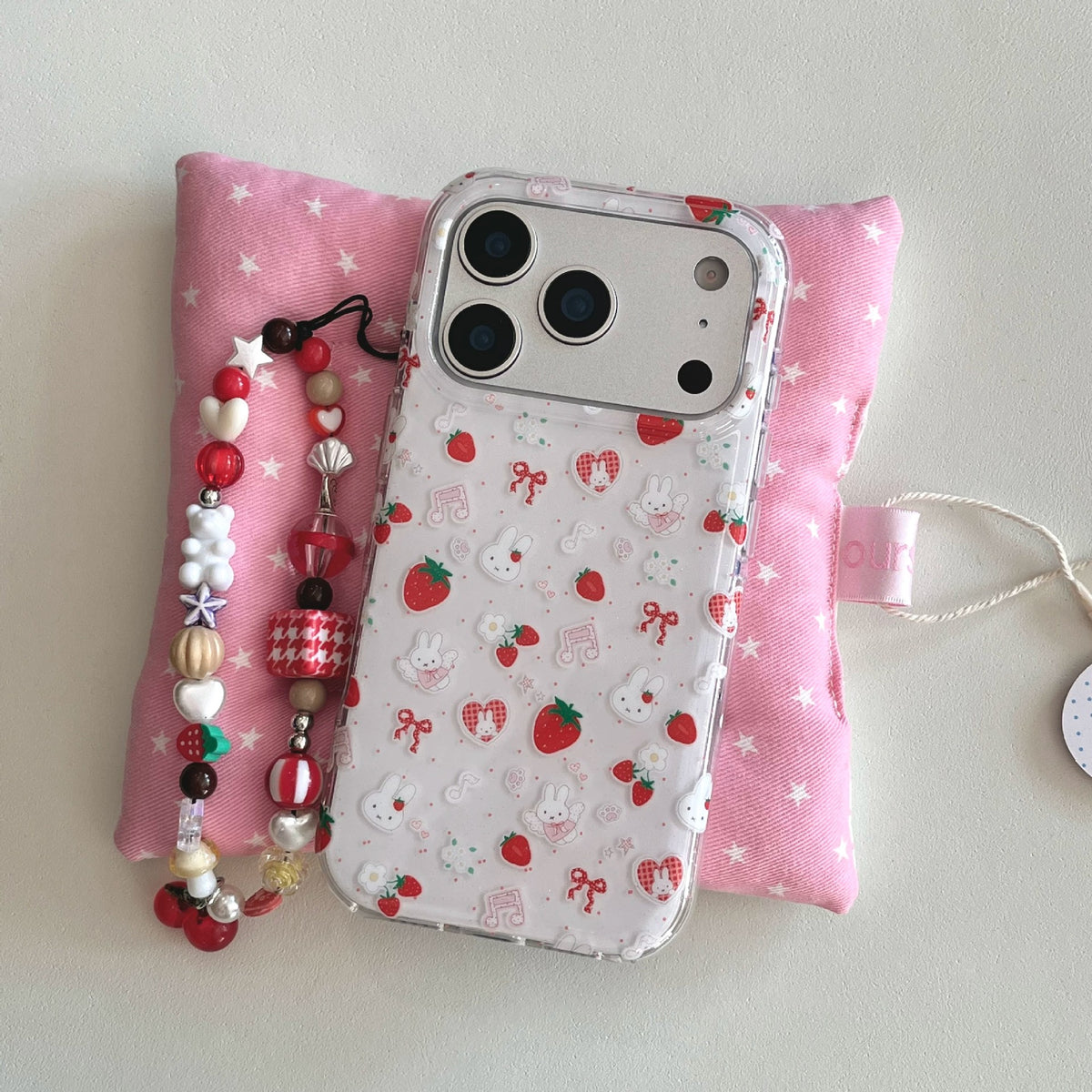Strawberry Bunny Bow iPhone Case