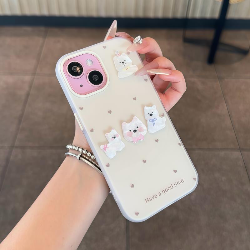 Puppy Row Heart Case – Hot Pink & Cream