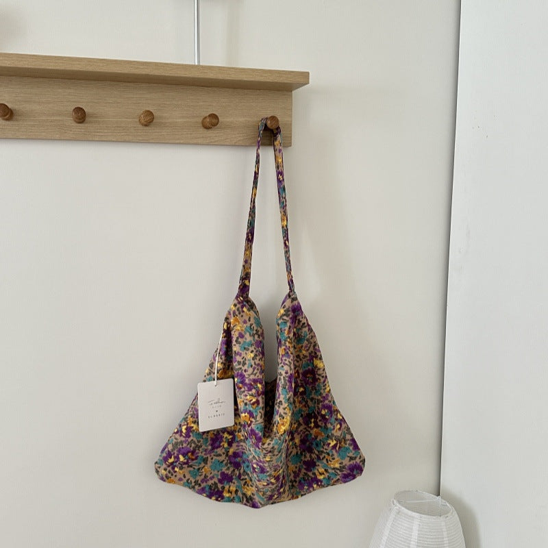 Printed Canvas Slouch Tote