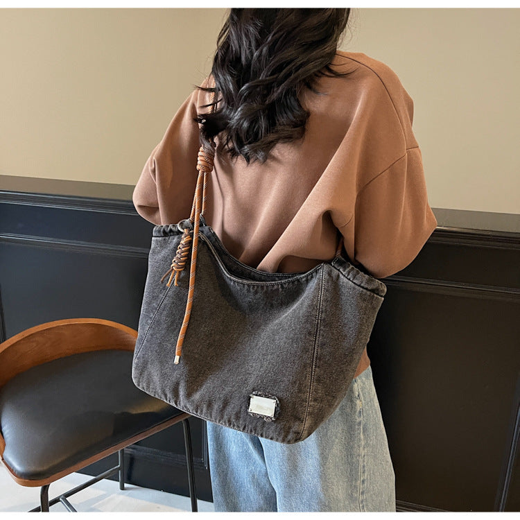 Washed Denim Slouch Tote