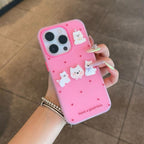 Puppy Row Heart Case – Hot Pink & Cream