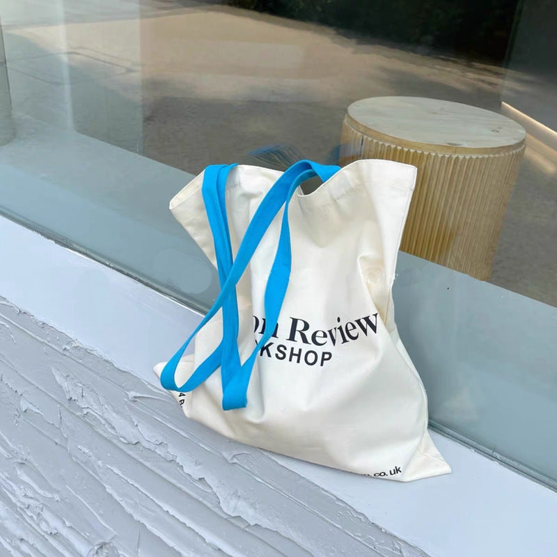 Contrast Handle Cotton Tote