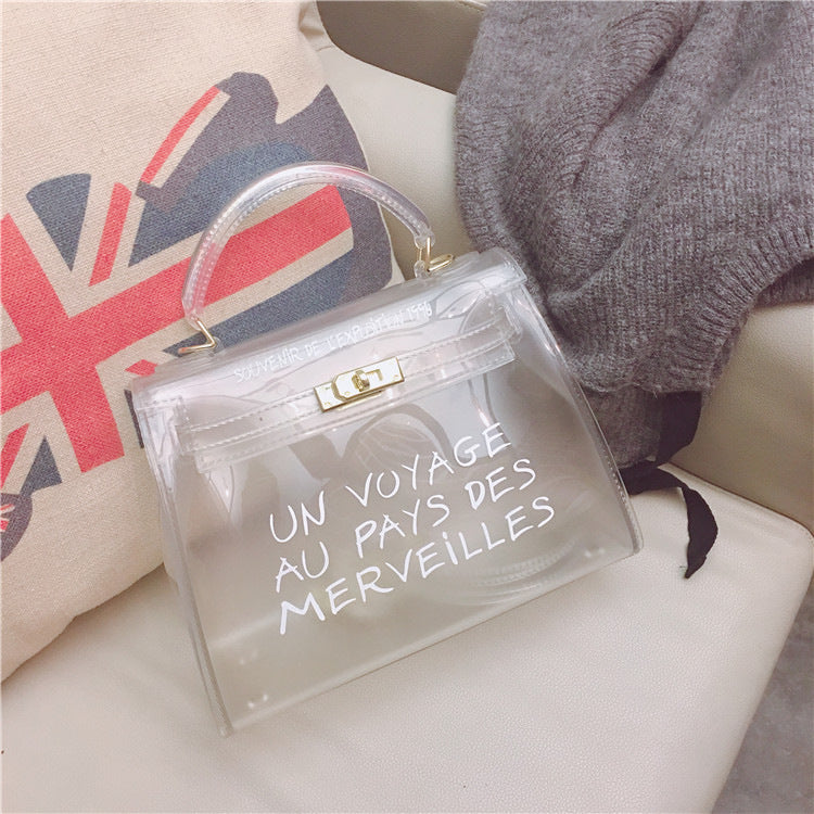 Script Jelly Top Handle Bag