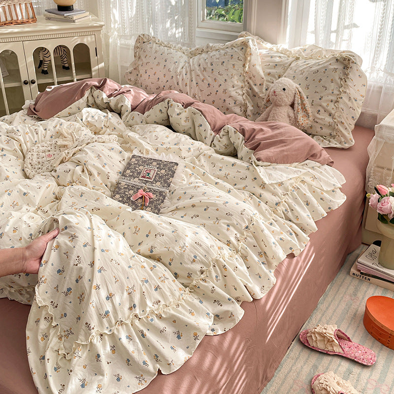 Lace Ruffle Cotton Bedding Set