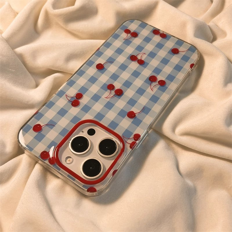 Blue Gingham Cherry Phone Case