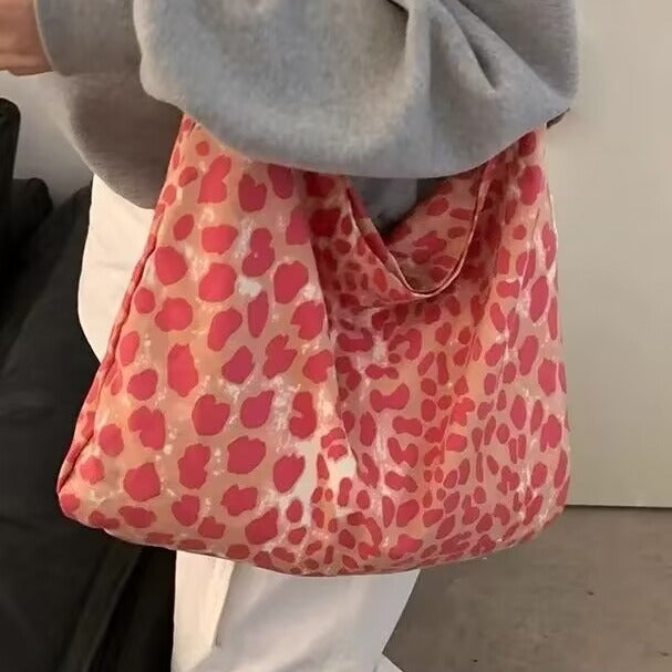 Printed Canvas Slouch Tote