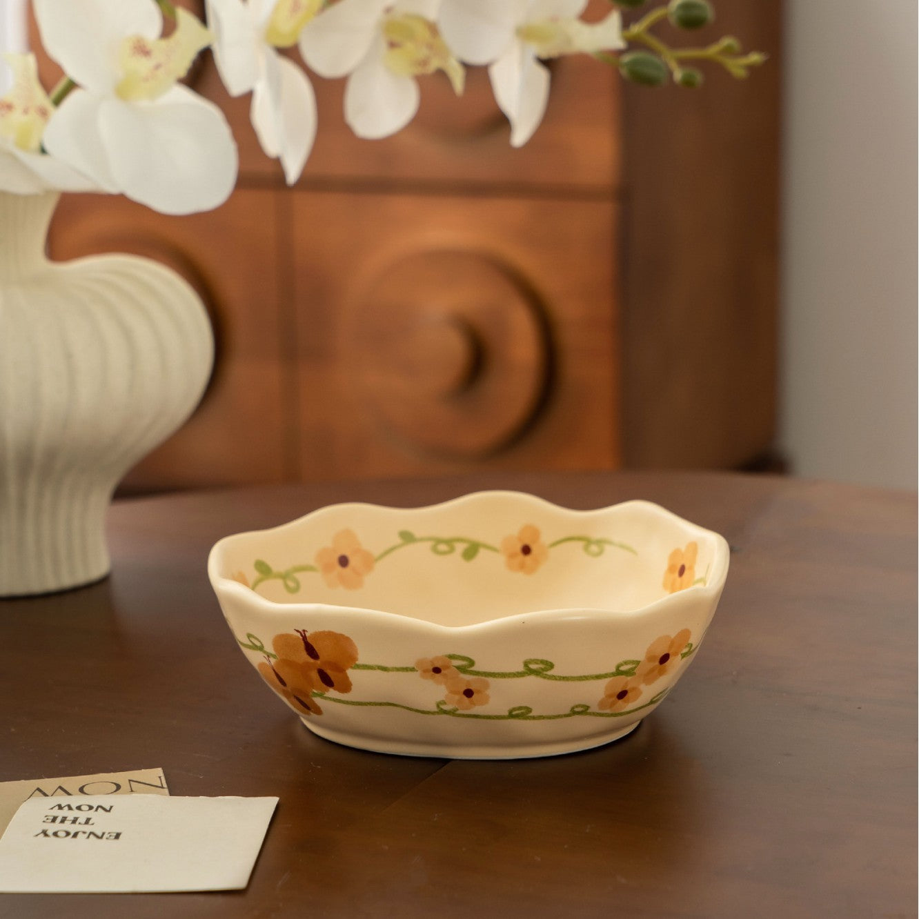 Butterfly Floral Ceramic Rice Bowl - Modomu