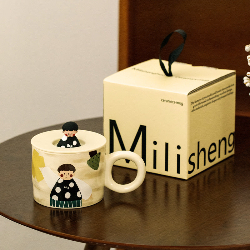 Ceramic Couple Mug With Lid - Modomu