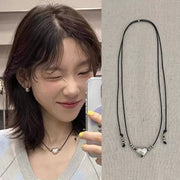 Black Leather Love Pendant Necklace