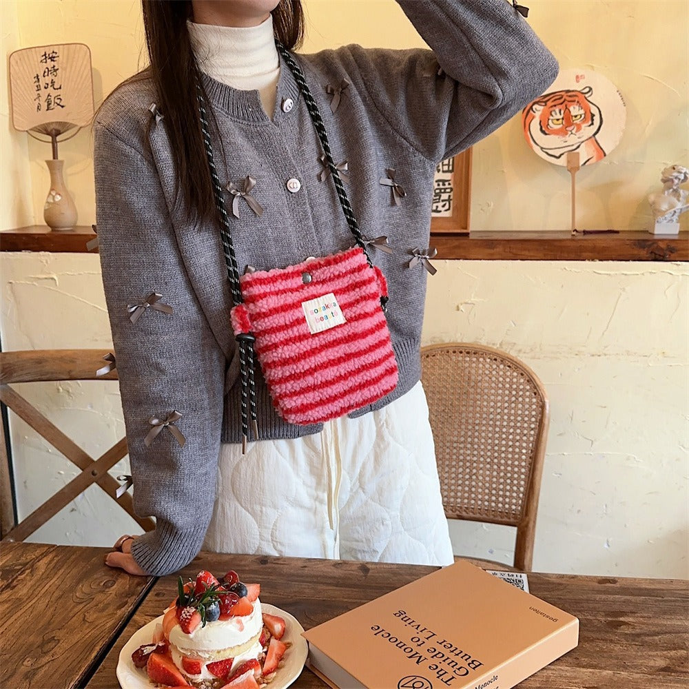 Plush Polka Dot Shoulder Bag - Modomu