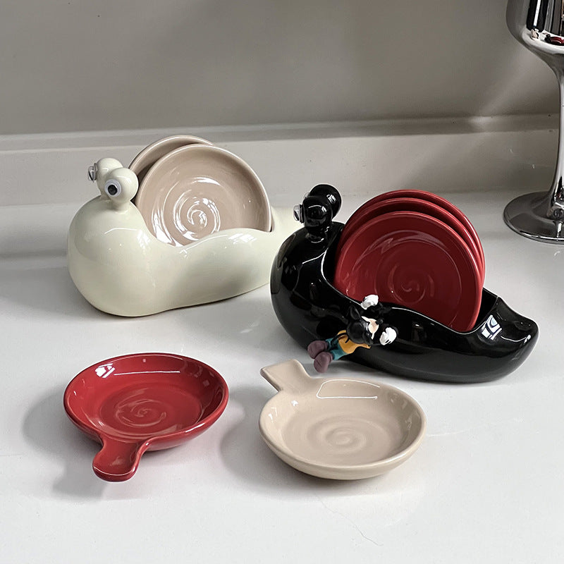 Snail Ceramic Seasoning Plate Set