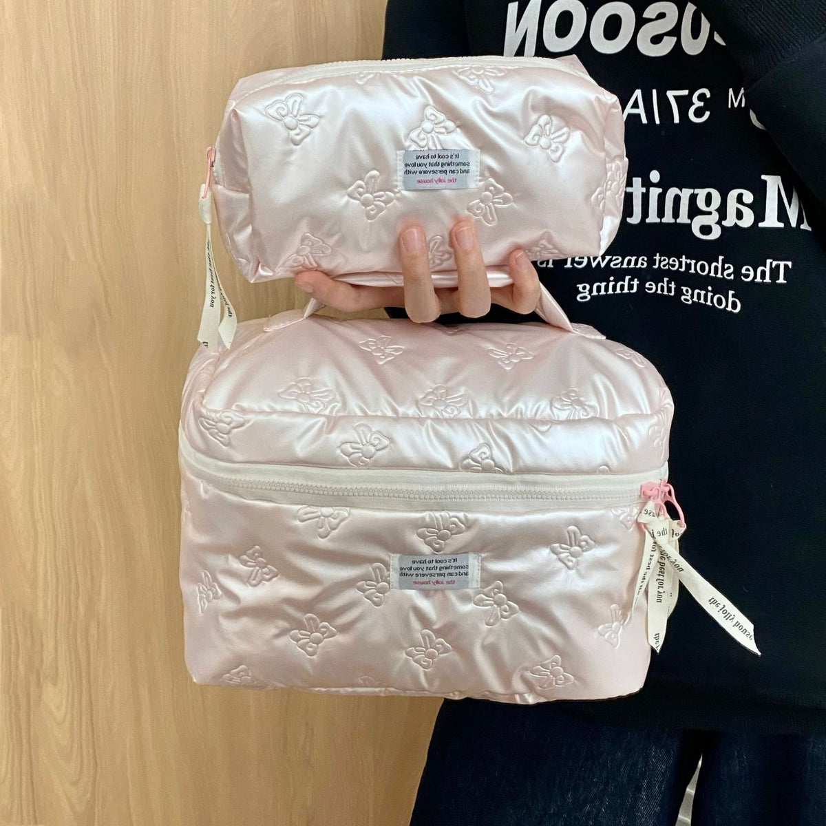 Quilted Bow Makeup Bag