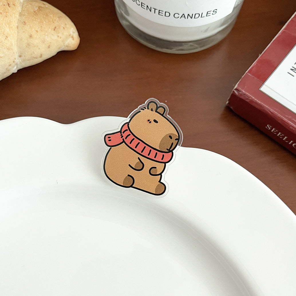 Cartoon Capybara Acrylic Brooch - Modomu