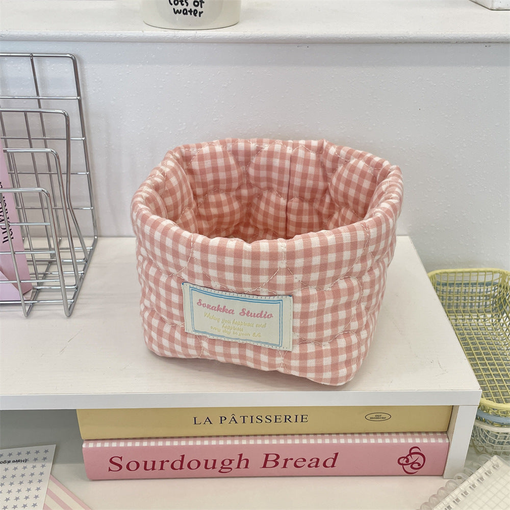 Quilted Fabric Desktop Storage Basket