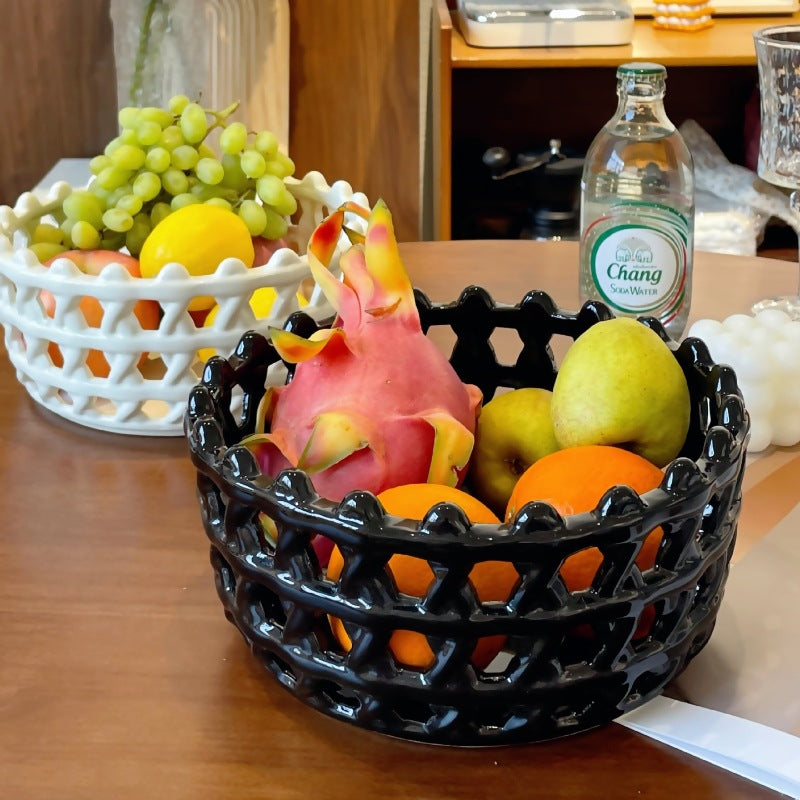 Ceramic Woven Storage Fruit Basket