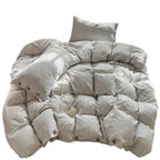 Buttoned Stripe Washed Cotton Bedding