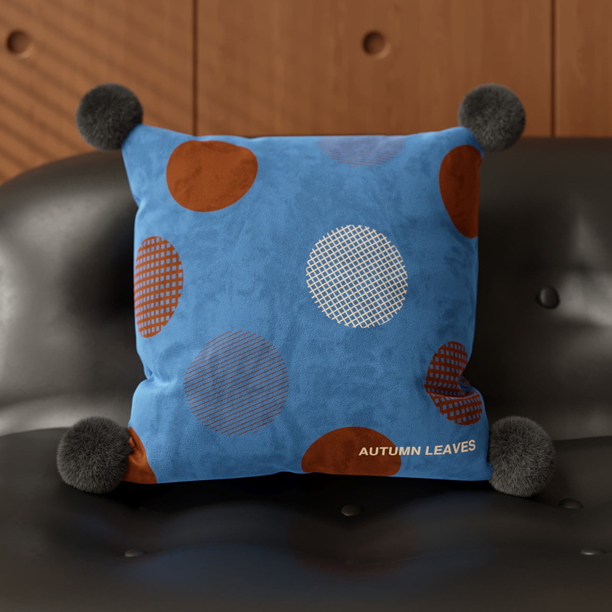 Autumn Leaves Pom Cushion
