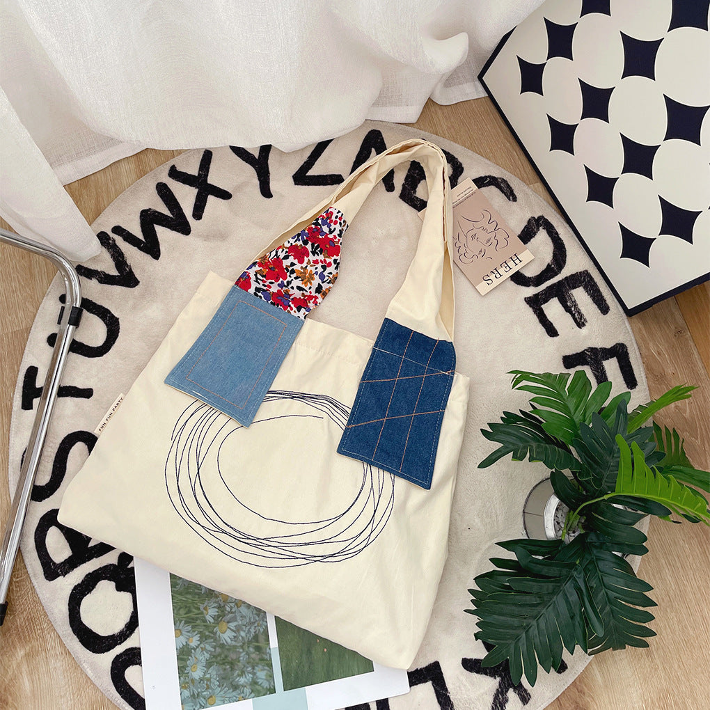 Canvas Shoulder Tote Patchwork