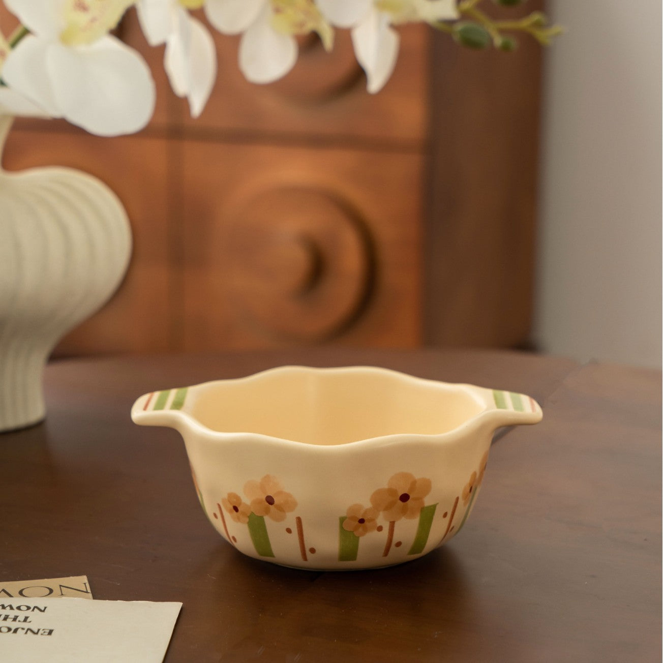 Butterfly Floral Ceramic Rice Bowl - Modomu