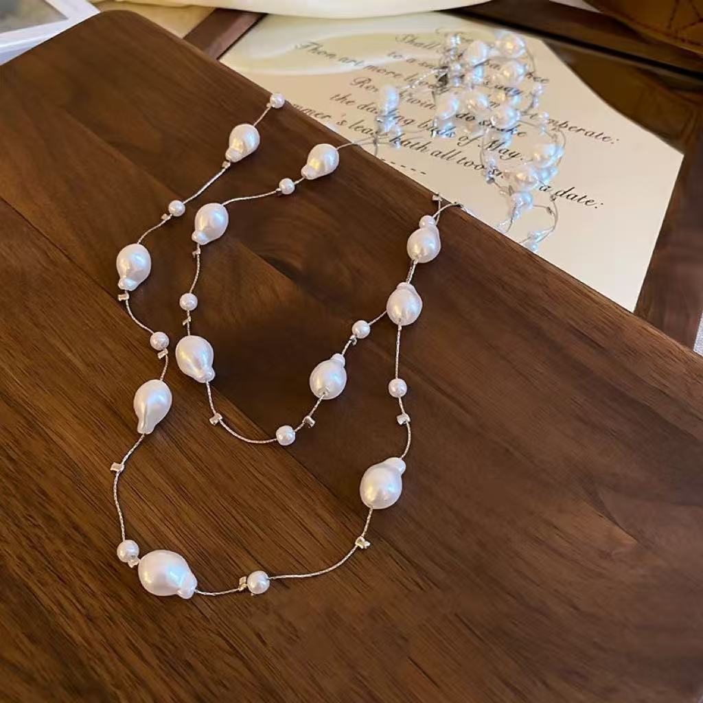 Irregular Pearl Layered Necklace - Modomu