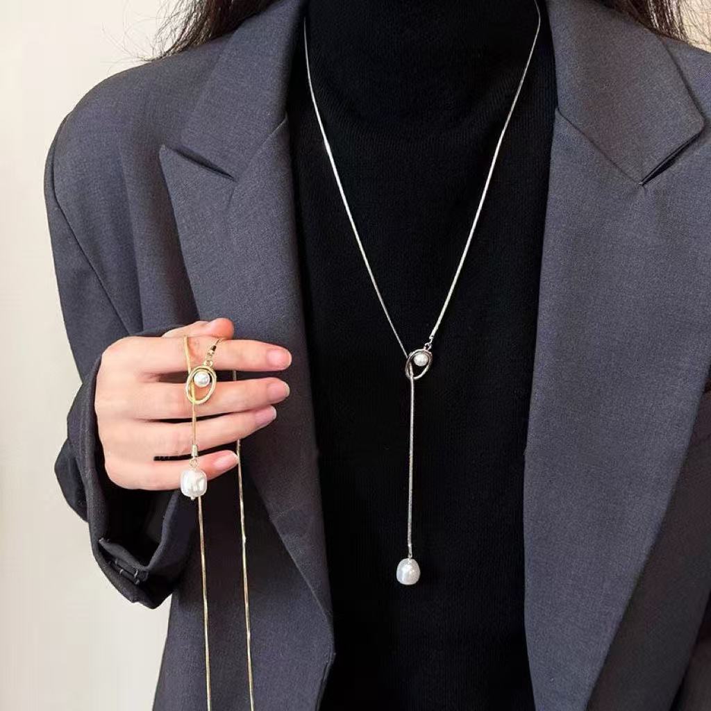 Pearl Geometric Pull-Out Necklace - Modomu