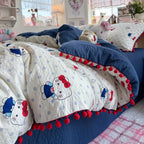 Pompom Trim Quilted Bedding Set