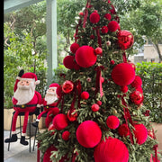 红丝绒球 圣诞树蝴蝶结节日装饰挂件打卡点店铺网红陈列造景布置