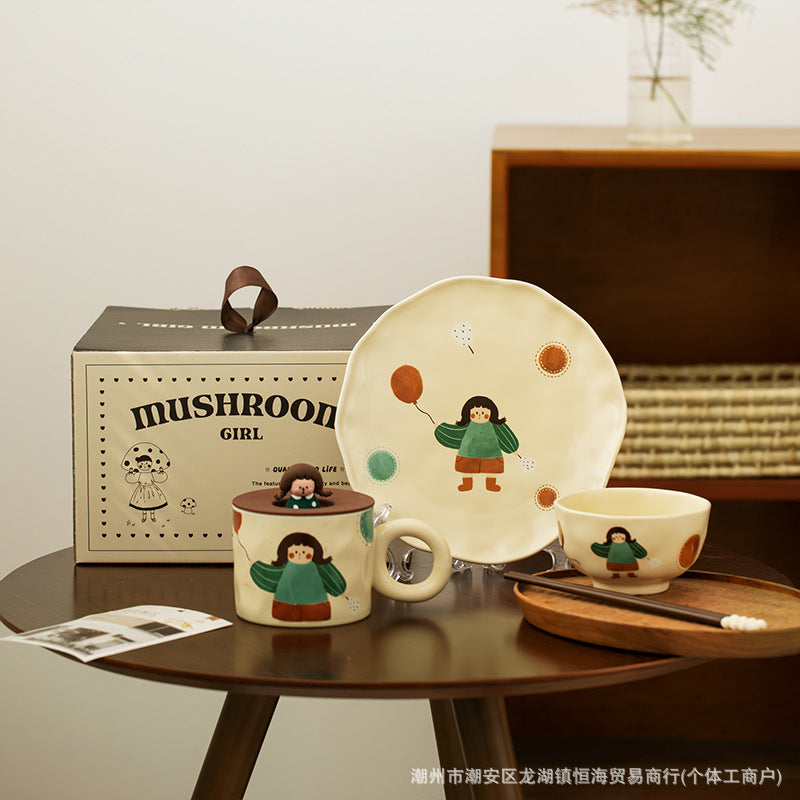 Retro Girl Ceramic Tableware Set - Modomu