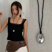 Silver Water Drop Rope Necklace