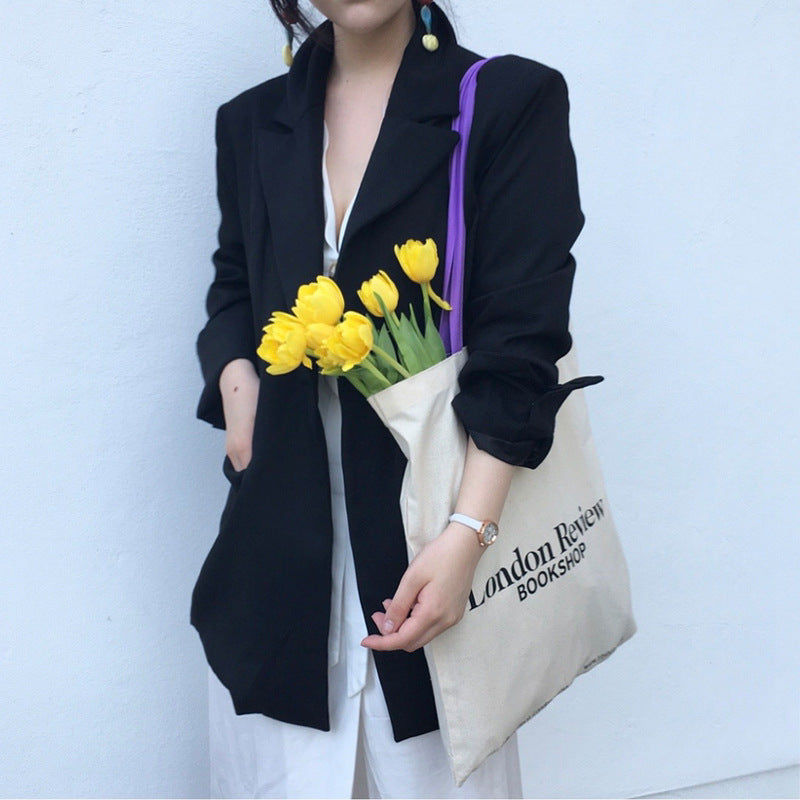 Contrast Handle Cotton Tote