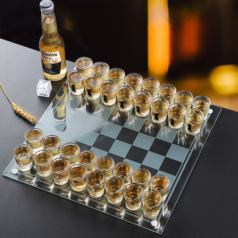 Large Wine Glass Crystal Chess Set