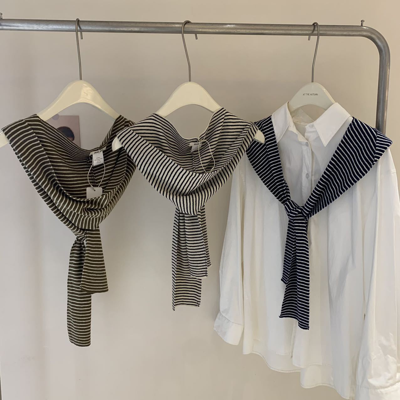 Striped Hooded Cape Shawl Wrap