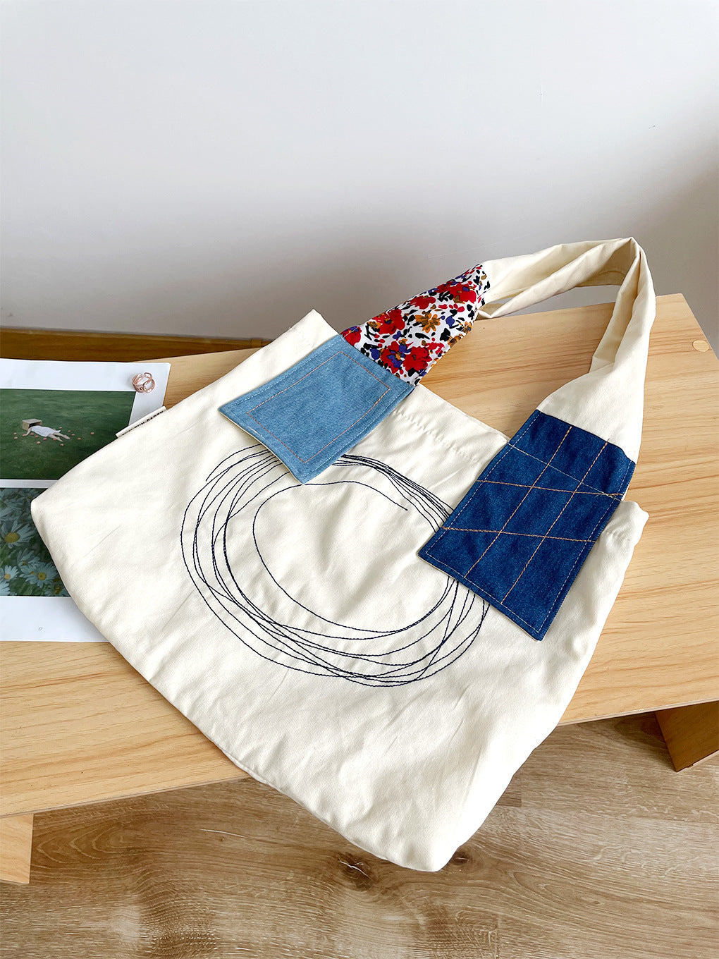 Canvas Shoulder Tote Patchwork