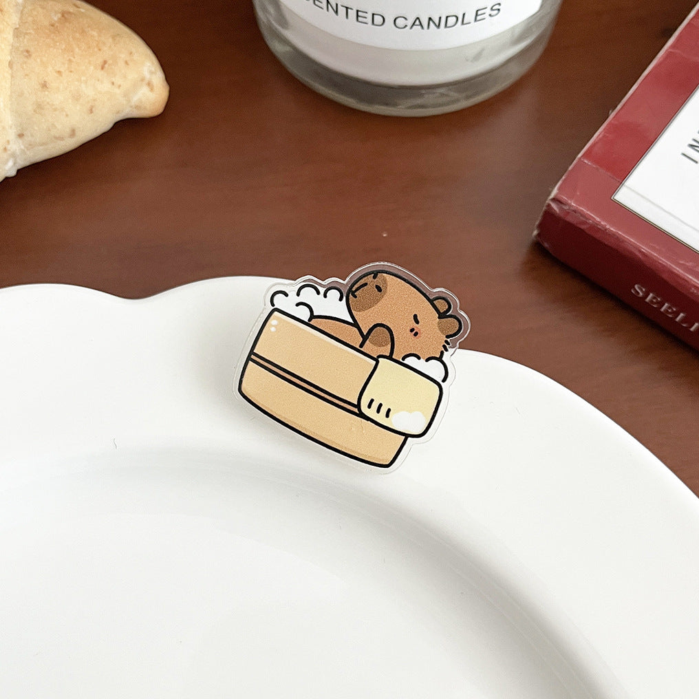 Cartoon Capybara Acrylic Brooch - Modomu