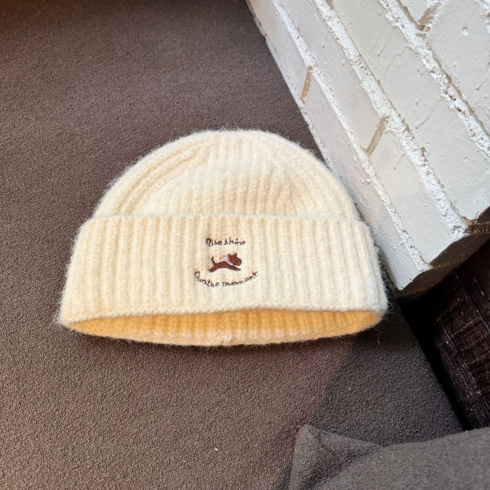 Embroidered Puppy Design Beanie