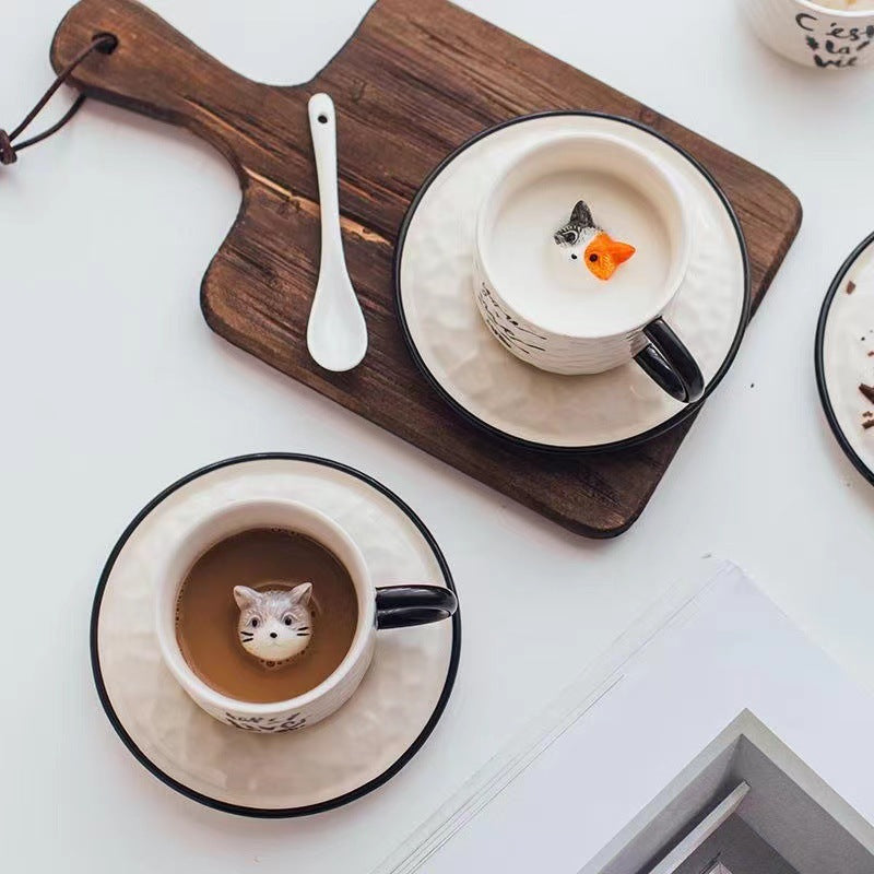 3D Cat Ceramic Coffee Cup