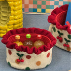 Cherry Lace Oval Storage Basket