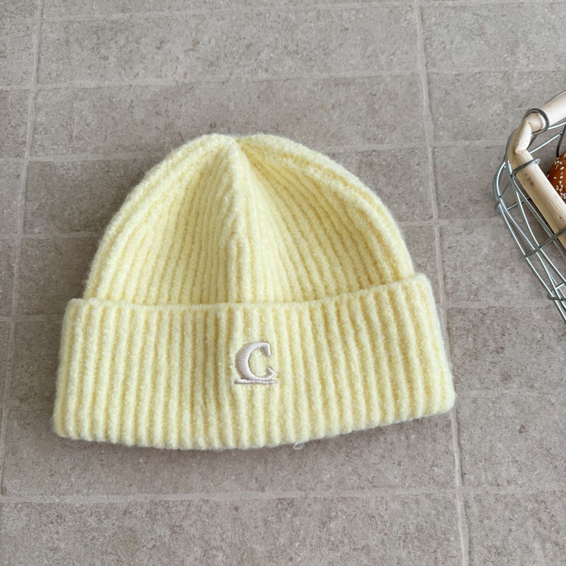 Letter C Embroidered Beanie - Modomu