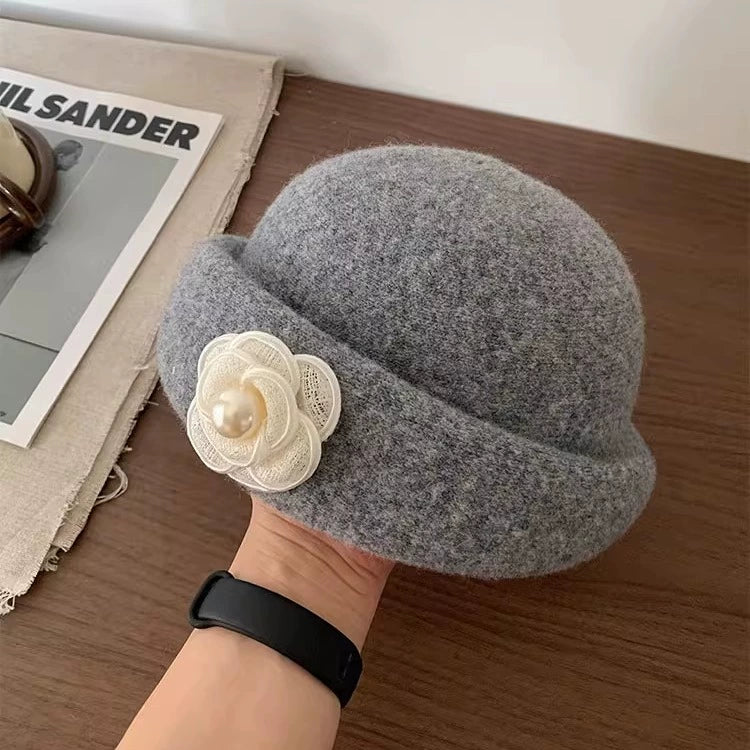 Pearl Flower Wide Brim Hat - Modomu